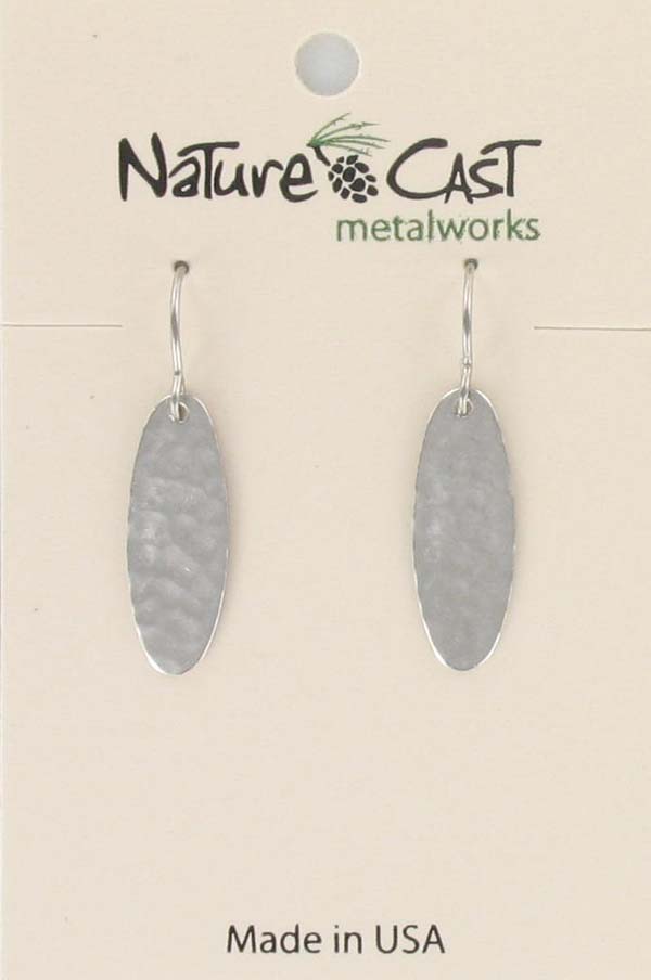Earring dangle hammered oval THUMBNAIL