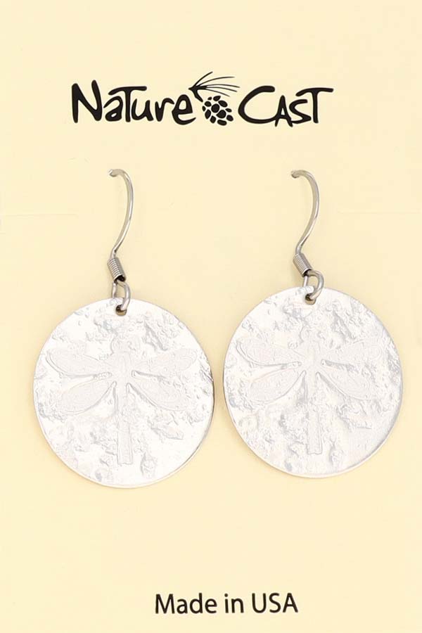 21025 Earring dangle dragonfly stamp on disc THUMBNAIL