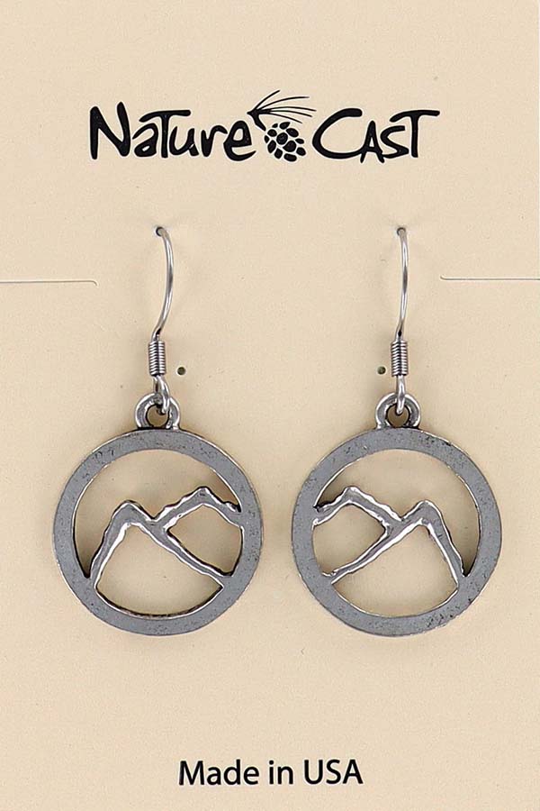21030 Earring dangle cutout mountains in circle MAIN