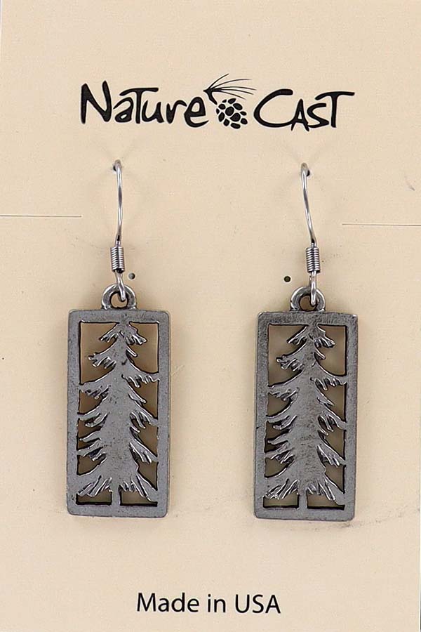 21031 Earring dangle pine tree in rectangle MAIN