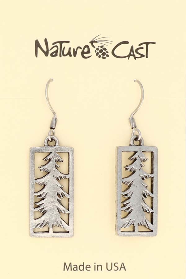 21031 Earring dangle pine tree in rectangle THUMBNAIL