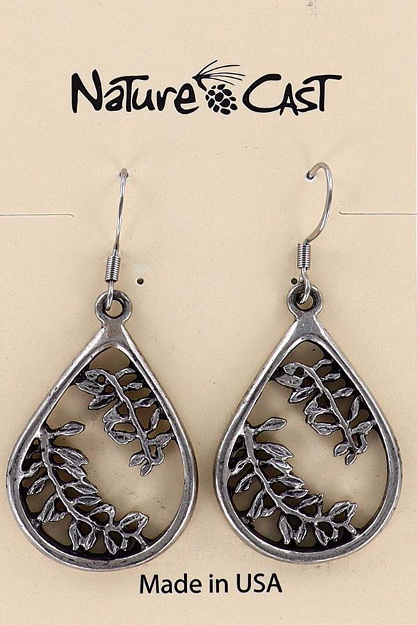 21032 Earring dangle leaves in teardrop MAIN