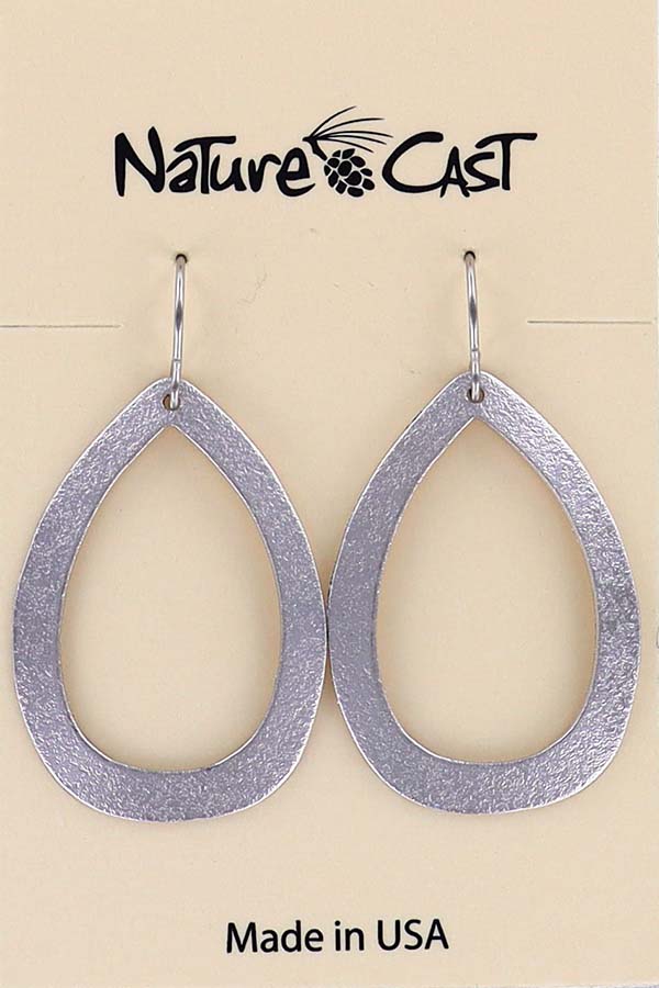 Earring dangle large teardrop shaped hoop THUMBNAIL