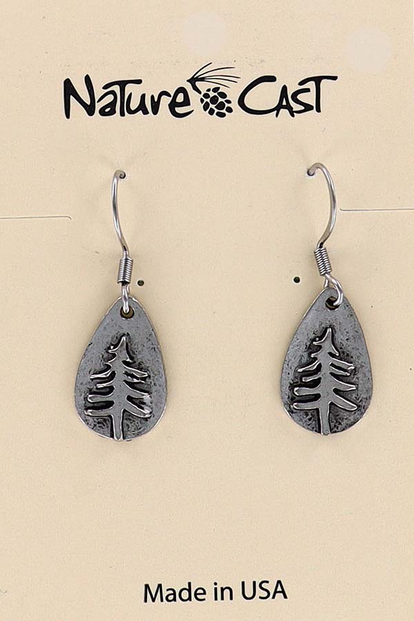 21072 Earring dangle teardrop pine tree MAIN