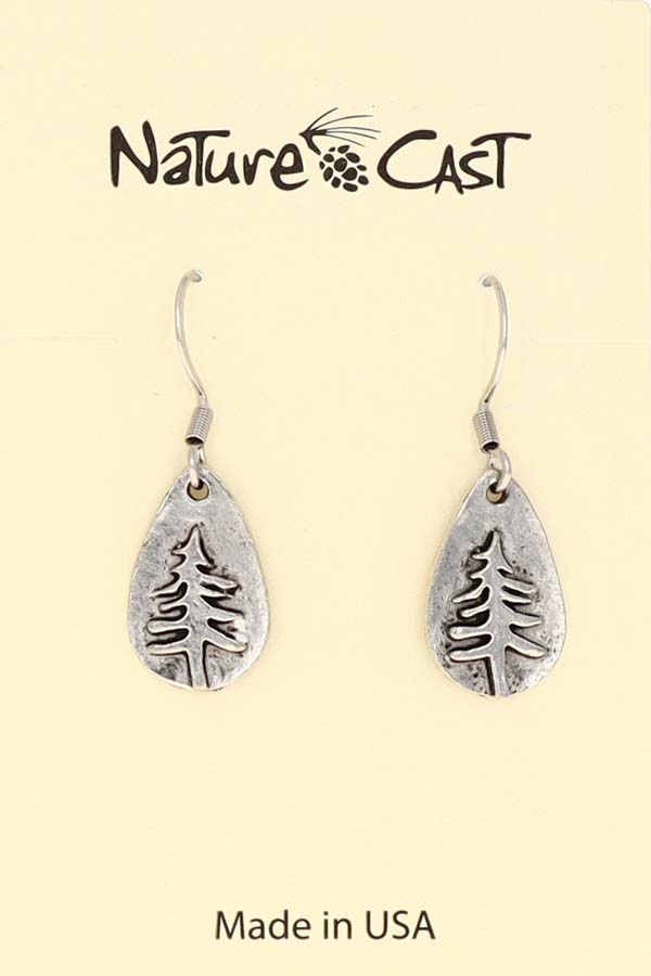 21072 Earring dangle teardrop pine tree LARGE