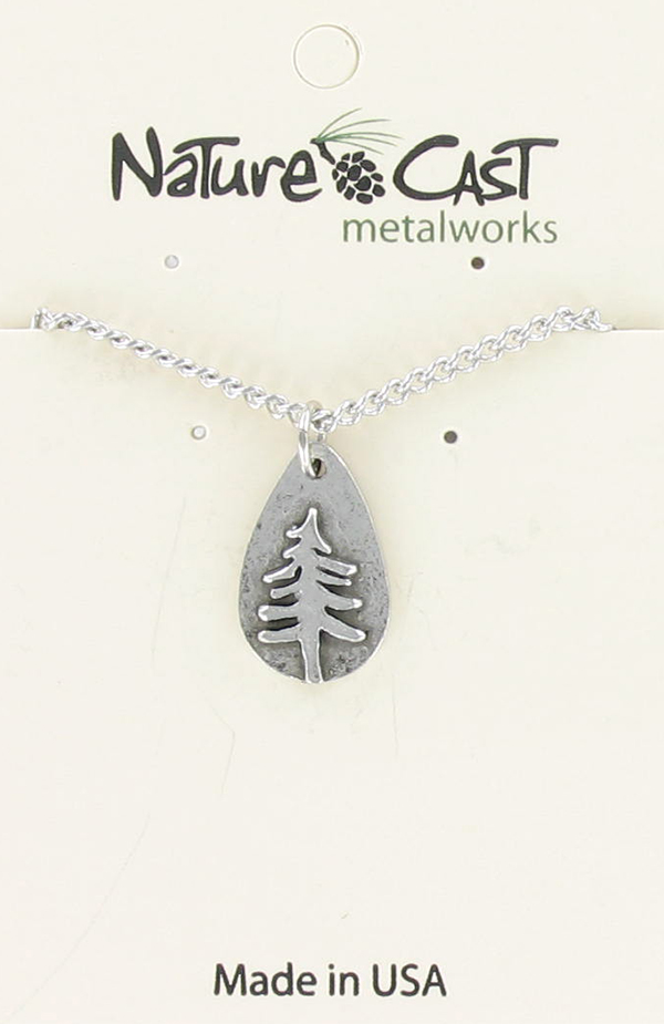 Pendant teardrop pine tree w/ 18" chain THUMBNAIL