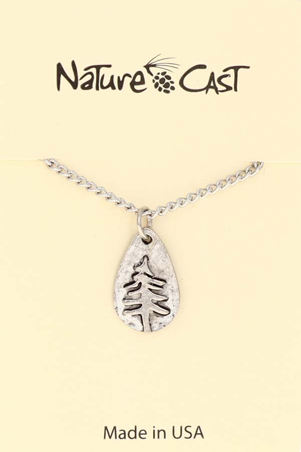 21073 Pendant teardrop pine tree w/ 18" chain MAIN