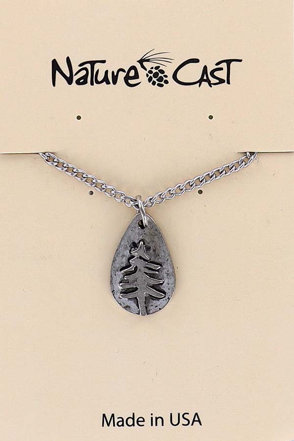 21073 Pendant teardrop pine tree w/ 18" chain THUMBNAIL