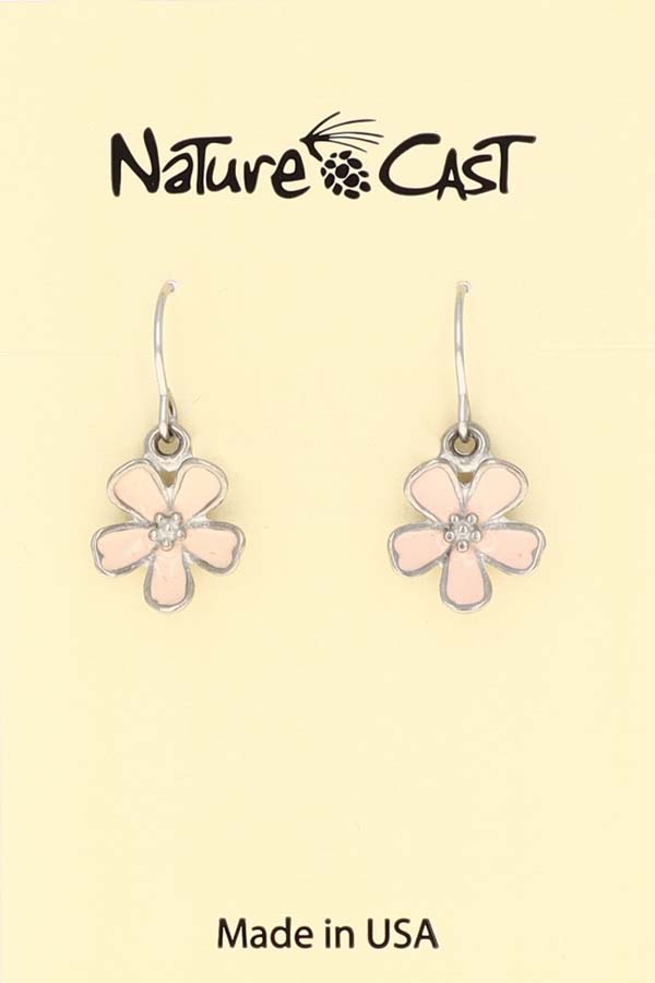 21100 Earring dangle enamel cherry blossom LARGE