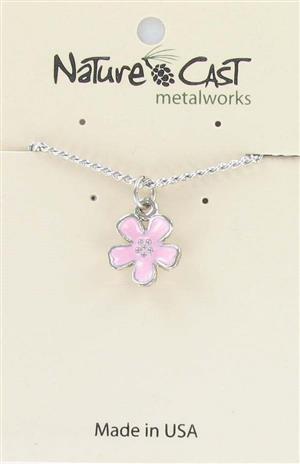Pendant enamel cherry blossom w/ 18" chain LARGE