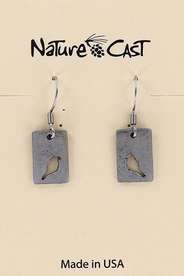 21123 Earring dangle cutout bird in rectangle MAIN