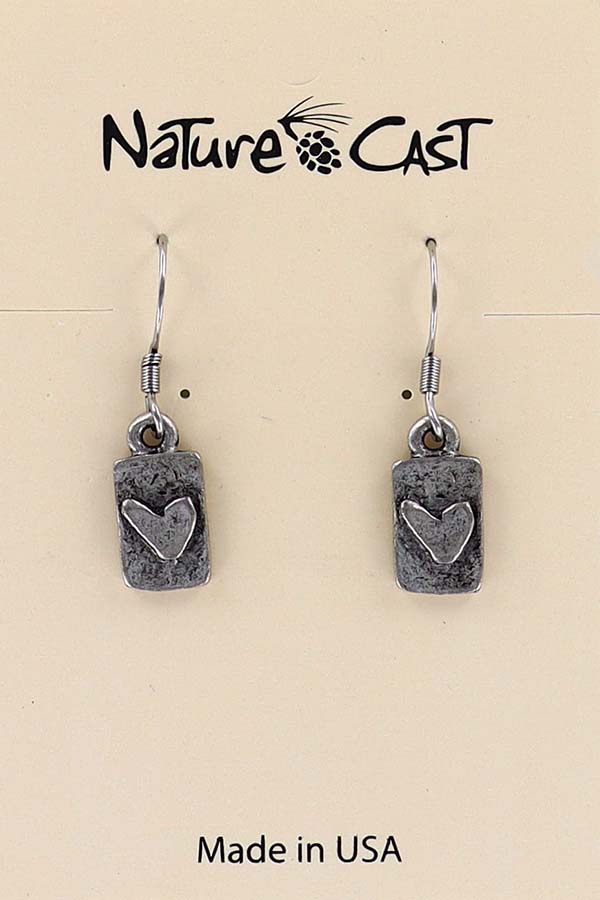 21134 Earring dangle heart in rectangle LARGE