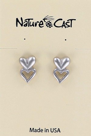 21164 Earring post dbl hearts LARGE