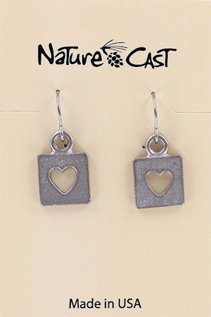 21170 Earring dangle heart in square LARGE
