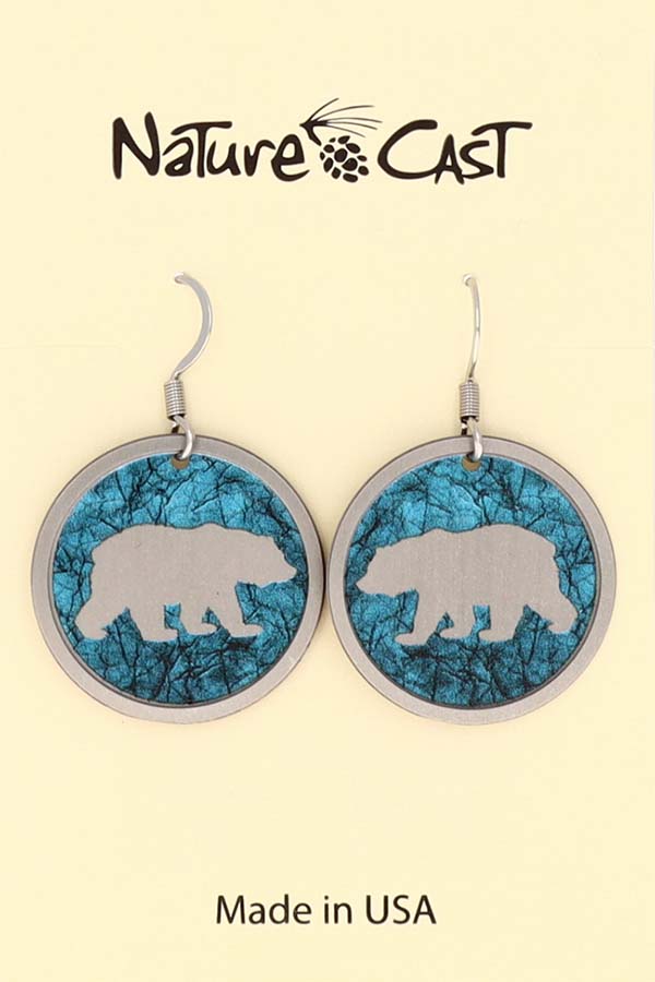 22004 Earring dangle round bear with turquoise background MAIN