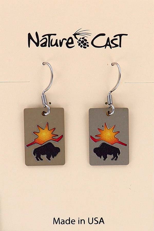 22008 Earring dangle bison with sun color THUMBNAIL