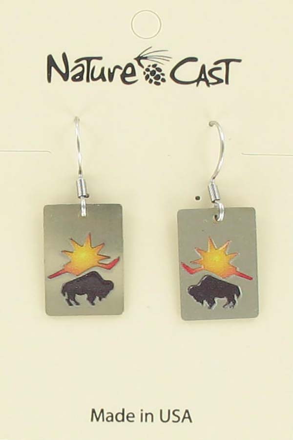 Earring dangle bison with sun color THUMBNAIL