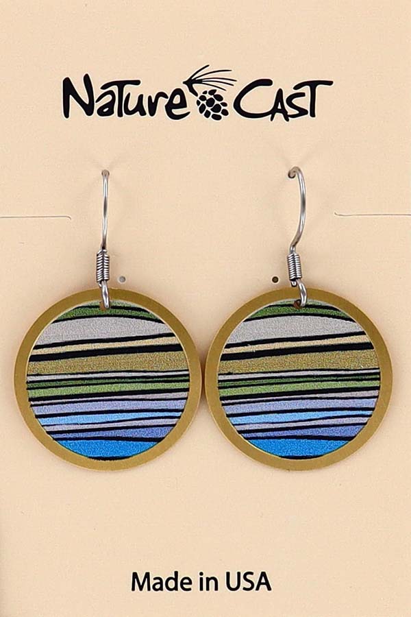 22010 Earring dangle stripes on round disc THUMBNAIL