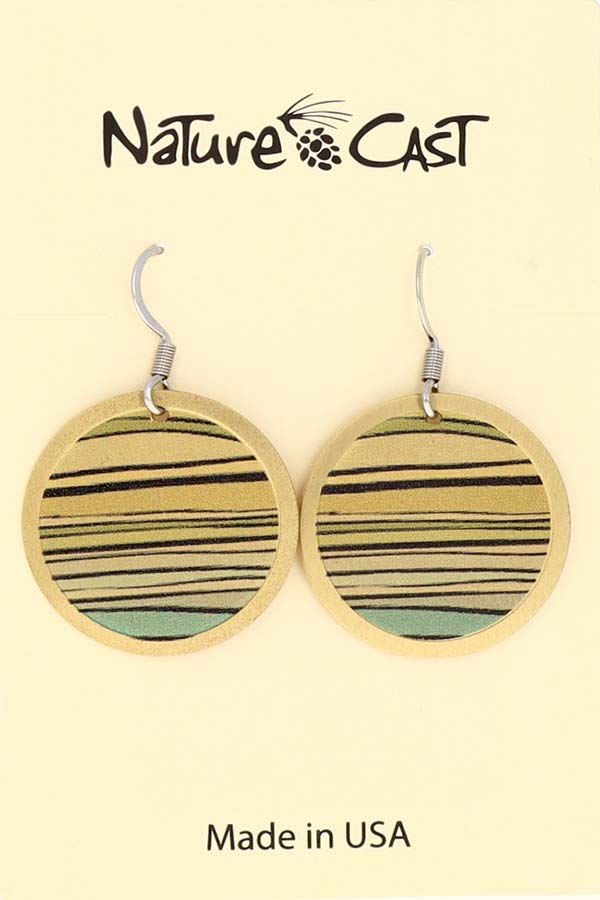 22010 Earring dangle stripes on round disc THUMBNAIL