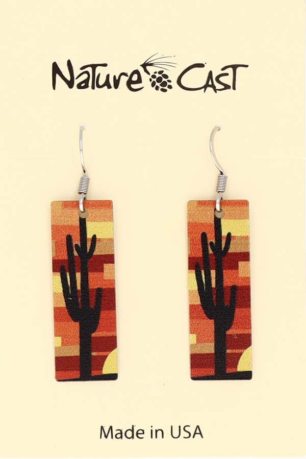 22011 Earring dangle cactus on rectangle LARGE