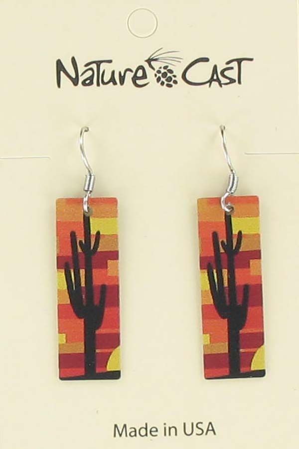 Earring dangle cactus on rectangle THUMBNAIL