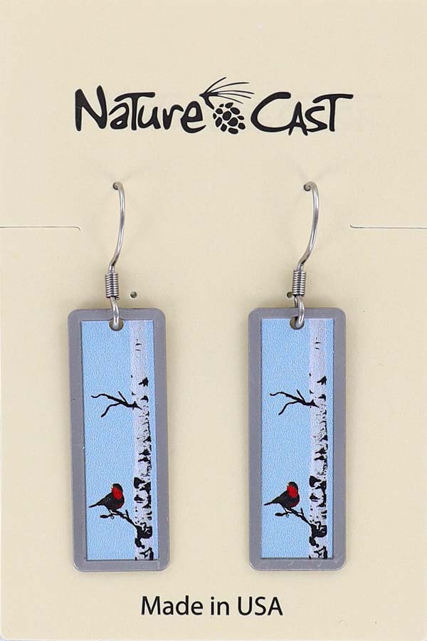 22013 Earring dangle bird on birch rectangle THUMBNAIL