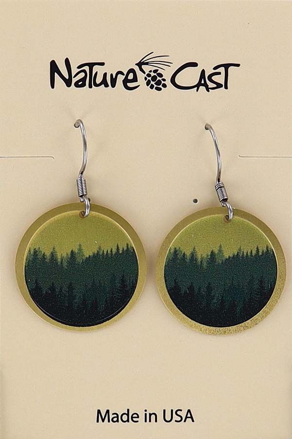 22021 Earring dangle round layered trees gold background THUMBNAIL