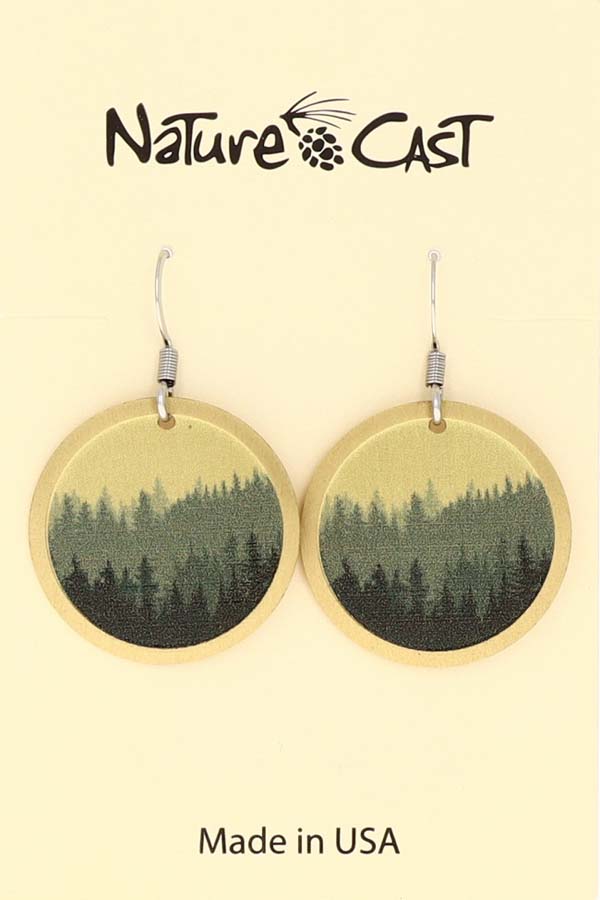 22021 Earring dangle round layered trees gold background THUMBNAIL