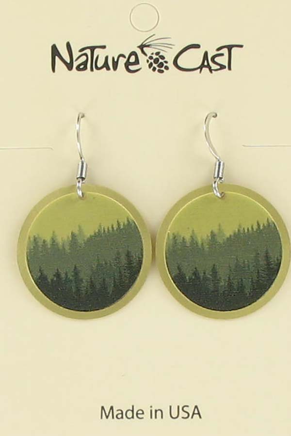 Earring dangle round layered trees gold background THUMBNAIL
