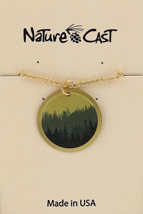 22022 Pendant layered trees gold w/ 18" chain LARGE