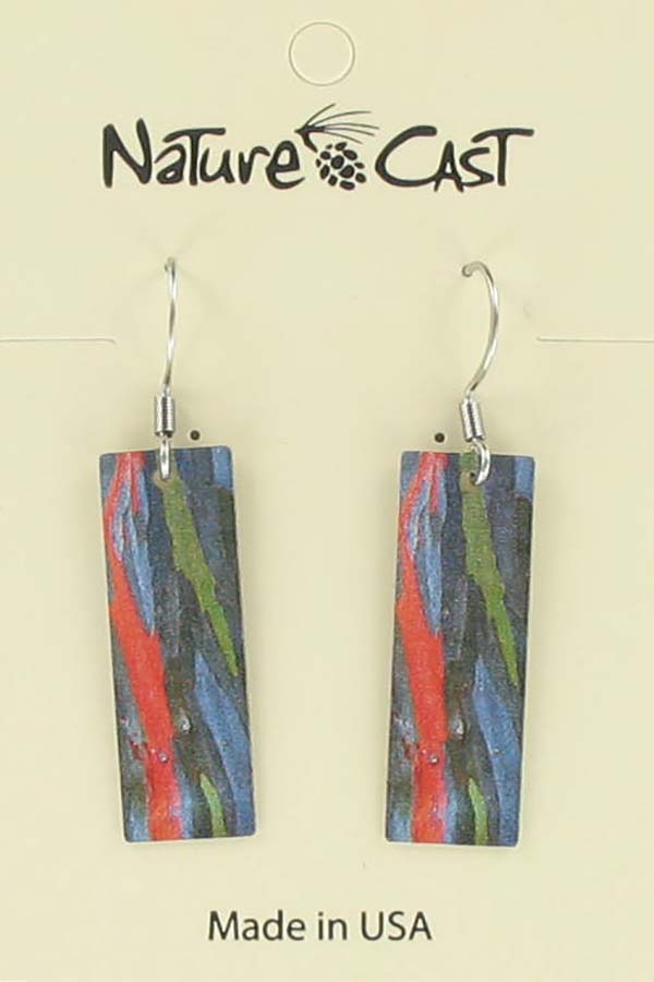 Earring dangle colorful bark on rectangle THUMBNAIL