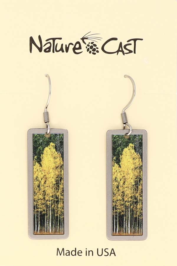 22031 Earring dangle aspen tree cluster on rectangle MAIN