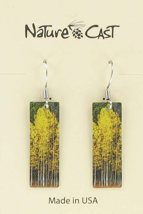 Earring dangle aspen tree cluster on rectangle THUMBNAIL
