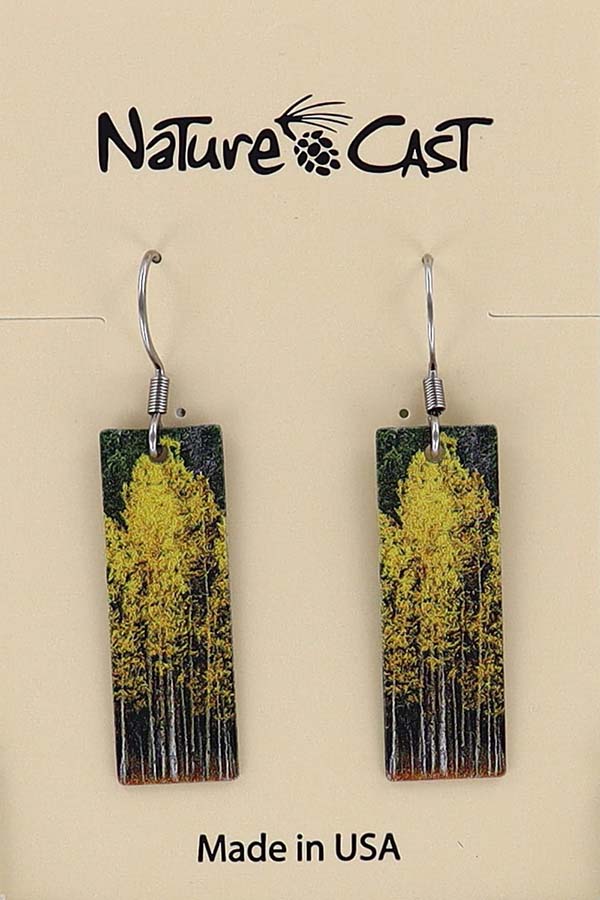 22031 Earring dangle aspen tree cluster on rectangle THUMBNAIL