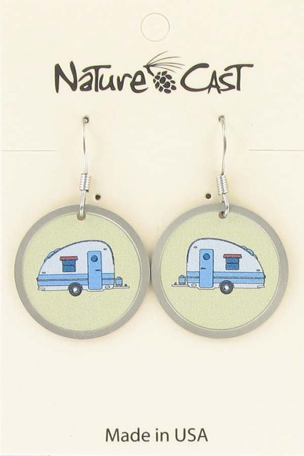 Earring dangle round vintage camper THUMBNAIL