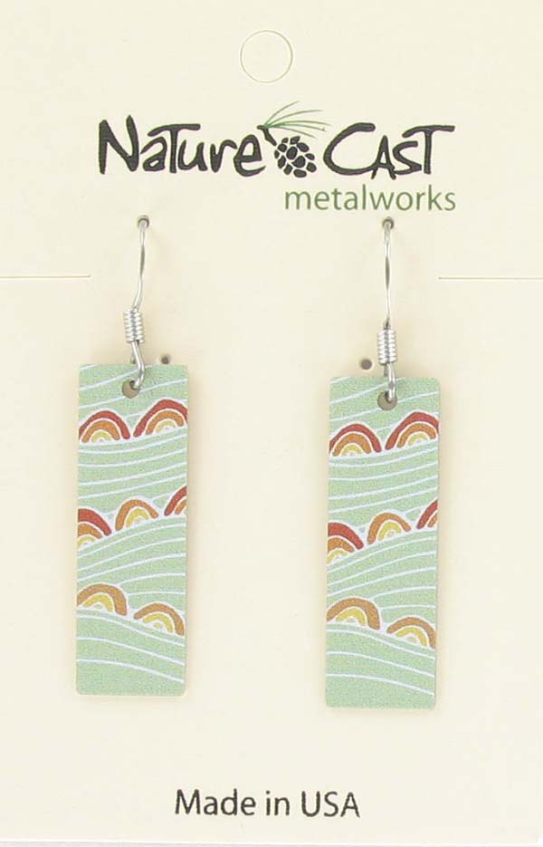 Earring dangle rectangle green fields THUMBNAIL