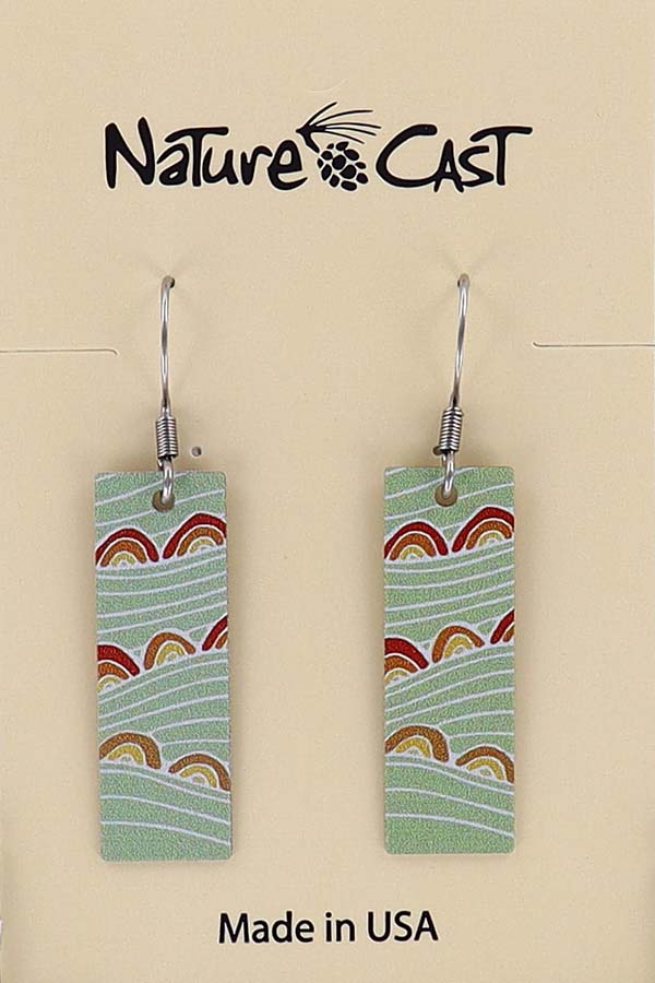 22040 Earring dangle rectangle green fields LARGE