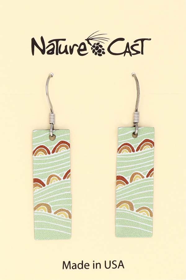 22040 Earring dangle rectangle green fields LARGE