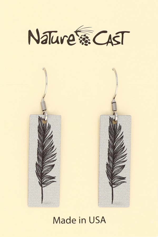 22041 Earring dangle feather LARGE