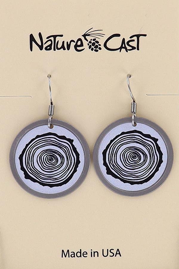 22042 Earring dangle round tree stump silver THUMBNAIL