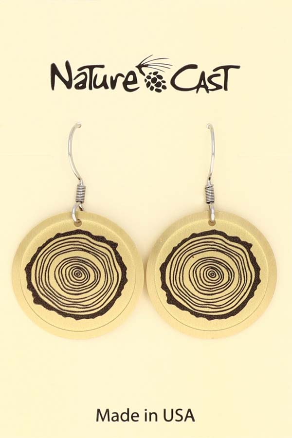 22043 Earring dangle tree stump on gold THUMBNAIL