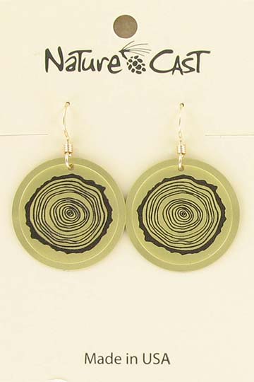 Earring dangle tree stump on gold THUMBNAIL