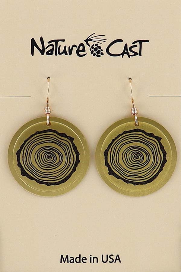 22043 Earring dangle tree stump on gold LARGE