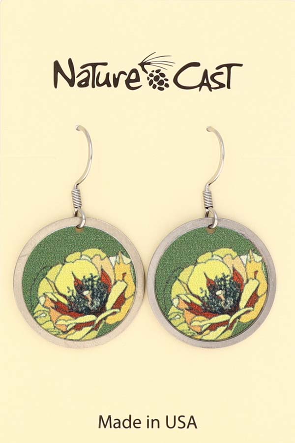 22051 Earring dangle prickly pear cactus round THUMBNAIL