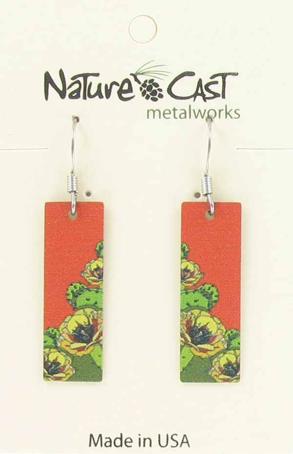 Earring dangle prickly pear cactus rectangle THUMBNAIL