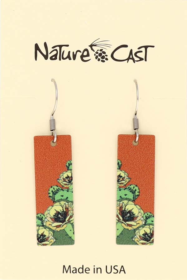 22052 Earring dangle prickly pear cactus rectangle LARGE