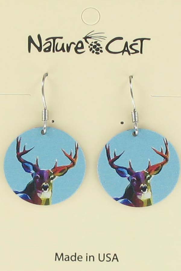 Earring dangle colorful deer THUMBNAIL