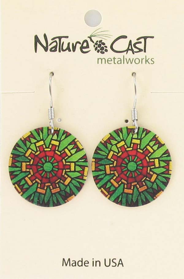 Earring dangle stained glass green LARGE