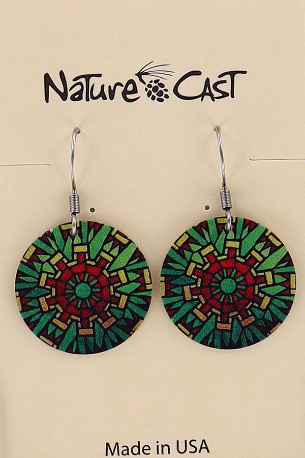 22059 Earring dangle stained glass green LARGE