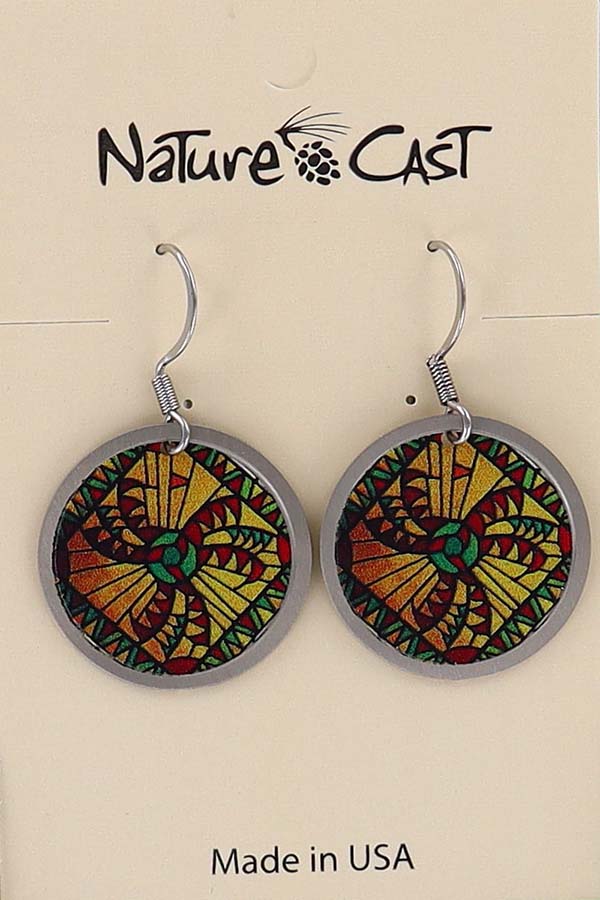 22062 Earring dangle stained glass yellow and red THUMBNAIL